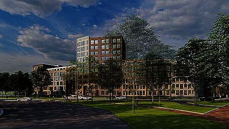 Zij foto van nieuwbouw woningen aan de Nieuweweg 220-226.